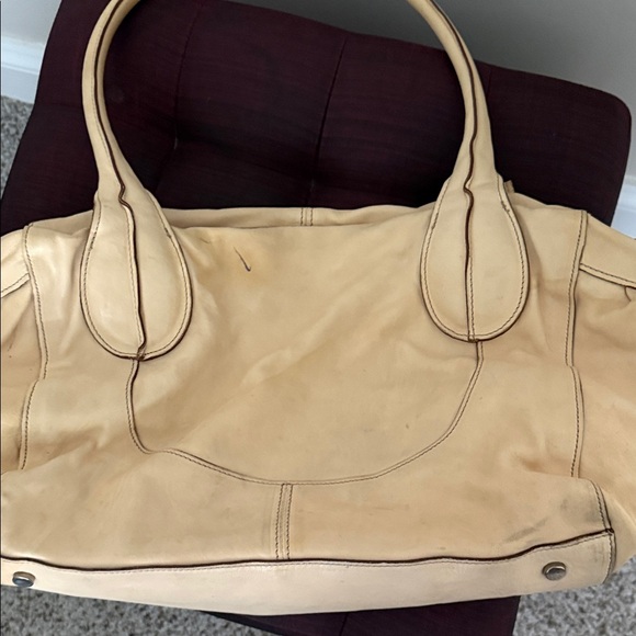 Sundance Beige Leather Double-Handle Shoulder Bag - Picture 7 of 7